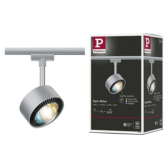 Paulmann URail LED-Spot Aldan (Chrom matt, Warmweiß, Ø x H: 9,9 x 17,9 cm) | BAUHAUS