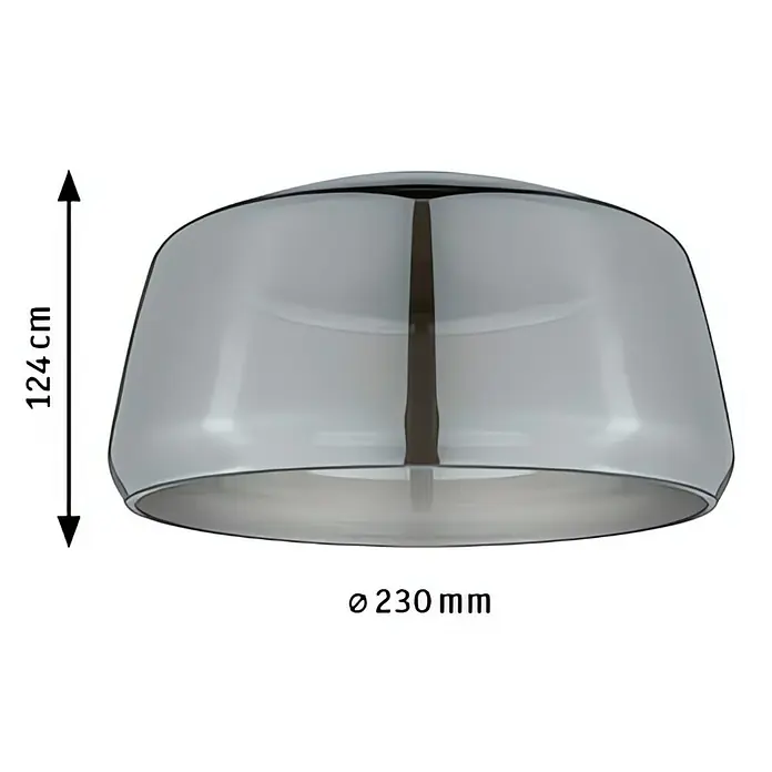 Paulmann URail Lampenschirm Neila - E27, Ø x H: 23 x 12,4 cm, Rauchglas - Stilvolle, transparente Deckenleuchte mit den Maßen 124 cm Höhe und 230 mm Durchmesser. Perfekt für moderne Wohnräume.