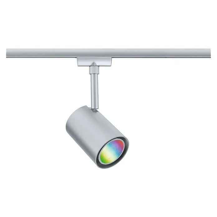 Paulmann URail LED-Spot Luxe - 10 W, Chrom matt, 6,5 x 9 x 16,3 cm, RGBW - Silberner LED-Strahler mit Mehrfarbenlicht an einer Metallschiene für moderne Beleuchtungslösungen.