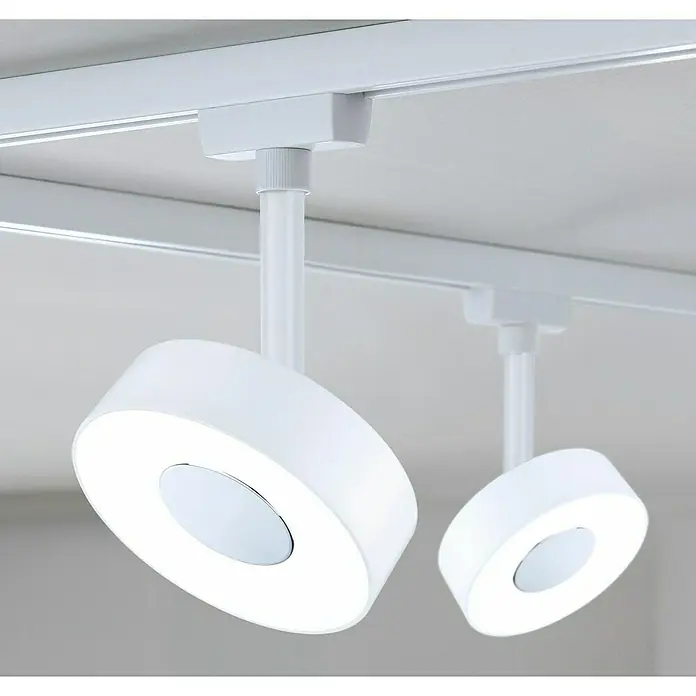 Paulmann URail LED-Spot Circle - Signalweiß, 5 x 9,8 x 15,4 cm, Warmweiß - Weiße LED-Schienenstrahler mit runder Form und chromfarbener Mitte, die modernes Design und Funktionalität vereinen.