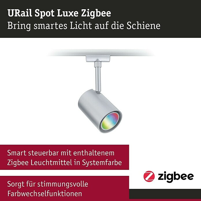 Paulmann URail LED-Spot Luxe (10 W, Chrom matt, 6,5 x 9 x 16,3 cm, RGBW) | BAUHAUS