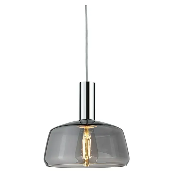 Paulmann URail Lampenschirm Neila - E27, Ø x H: 23 x 12,4 cm, Rauchglas - Elegante Pendelleuchte mit rauchfarbenem Glas und chromfarbenen Akzenten. Perfekt für stilvolle Beleuchtung.