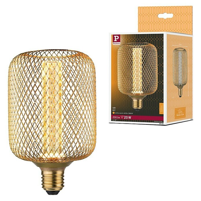 Paulmann Bombilla LED Metallic Glow Espiral (E27, No regulable, Blanco cálido, 200 lm, 4,2 W, 1 ud., Latón) | BAUHAUS