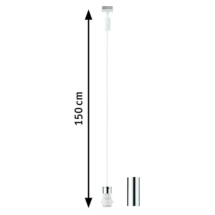Paulmann URail 2Easy Pendelleuchte Basic - Signalweiß, Höhe: 150 cm - Abbildung einer 150 cm langen Pendelleuchte, die ein stilvolles und modernes Design aufweist.
