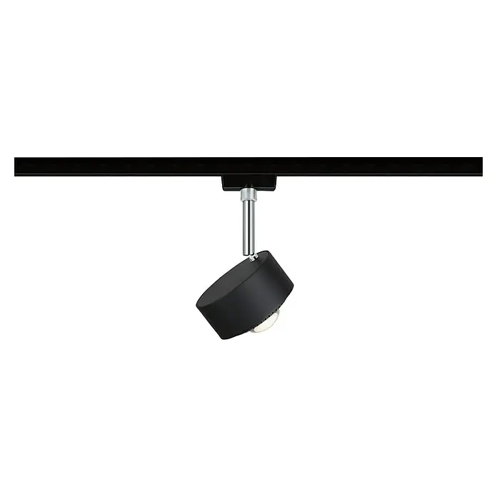 Paulmann URail LED-Spot Aldan - Schwarz matt, Kaltweiß, Ø x H: 9,9 x 17,9 cm - Moderne schwarze Schienenleuchte mit zylindrischem Lampenschirm und verstellbarem Chromarm. Ideal für gezielte Beleuchtung.