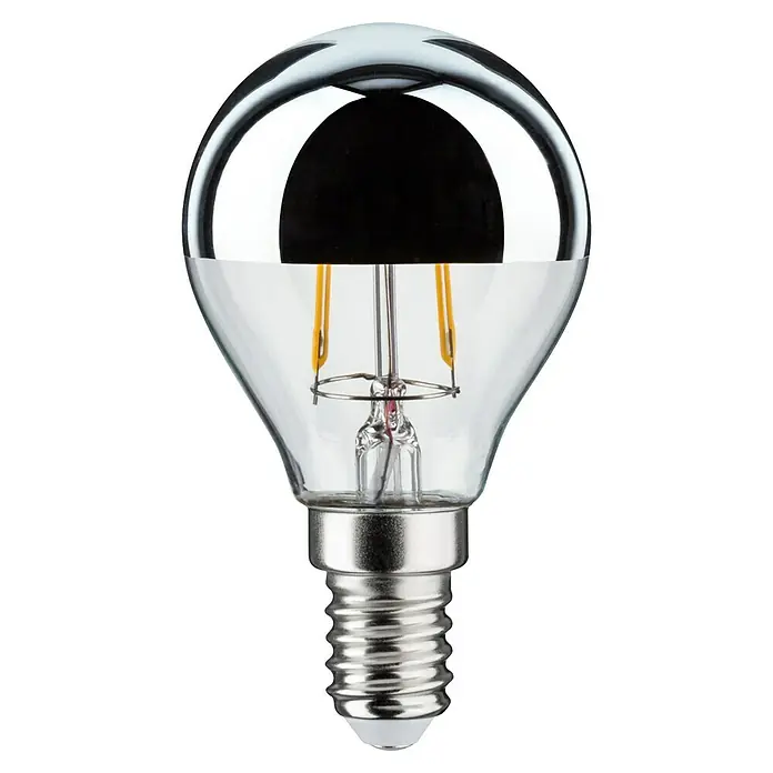 Paulmann LED-Lampe Modern Classic Edition - Nicht Dimmbar, Warmweiß, 220 lm, Silber Kopf - Nahaufnahme einer verspiegelten LED-Lampe, die eine elegante Beleuchtungslösung für moderne Interieurs bietet.