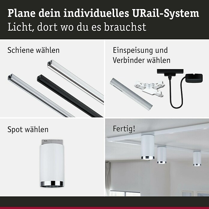 Paulmann URail LED-Spot Tube (10 W, Signalweiß, Ø x H: 6,5 x 12,8 cm) | BAUHAUS