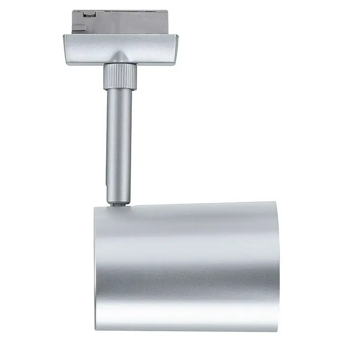 Paulmann URail LED-Spot Luxe - 10 W, Chrom matt, 6,5 x 9 x 16,3 cm - Eine silberne LED-Schiene mit einem zylindrischen Leuchtenkopf, ideal für moderne Beleuchtungslösungen und flexible Ausrichtung.