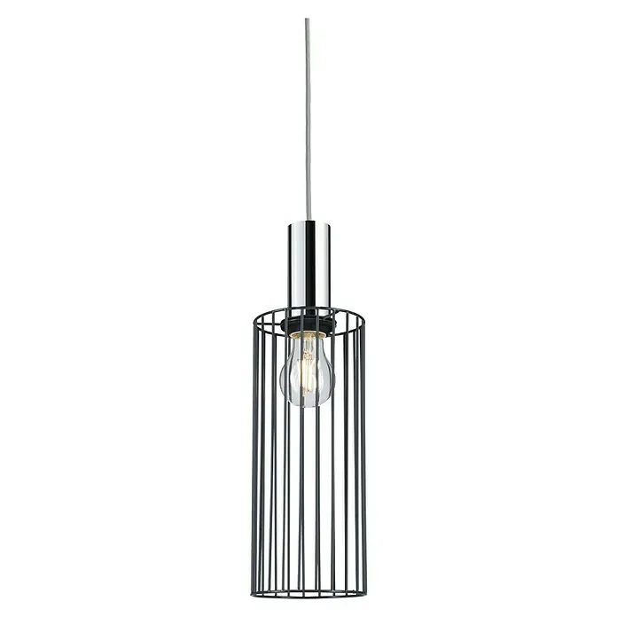Paulmann URail Lampenschirm Biraha - E27, Ø x H: 12 x 29 cm, Anthrazit - Elegante Pendelleuchte mit einem Chrom-Finish und einem modernen, offenen Käfig-Design. Perfekt für stilvolle Innenräume und eine warme Beleuchtung.