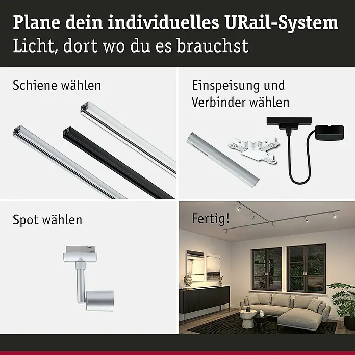 Paulmann URail LED-Spot Salt - 10 W, Chrom matt, 3,5 x 4,5 x 11,3 cm - Plane dein individuelles URail-System mit verschiedenen Komponenten. Wähle Schienen, Einspeisungen, Verbinder und Spots für dein individuelles Lichtdesign.