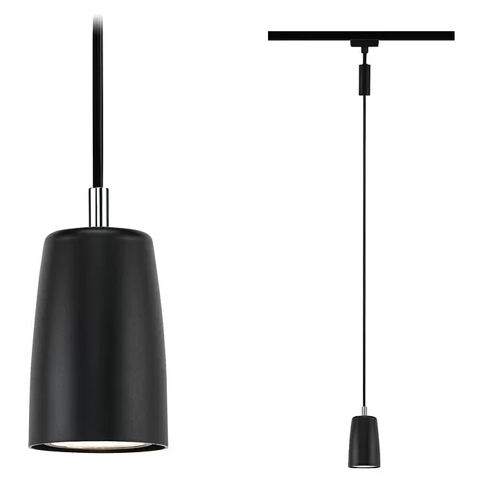 Paulmann URail Pendelleuchte CoverØ x H: 6,5 x 122 cm, Schwarz matt
