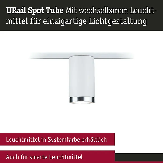 Paulmann URail LED-Spot Tube - Signalweiß, GU10, Ø x H: 6,5 x 12,8 cm - Nahaufnahme einer URail Spot Tube, einer vielseitigen Leuchte mit wechselbarem Leuchtmittel für individuelle Lichtgestaltung.