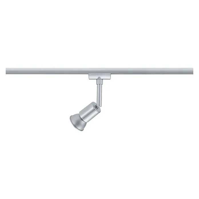 Paulmann URail LED-Spot Salt - 10 W, Chrom matt, 3,5 x 4,5 x 11,3 cm - Strahler an einer Metallschiene. Der silberne Spot ist nach unten geneigt und bietet gezielte Beleuchtung.