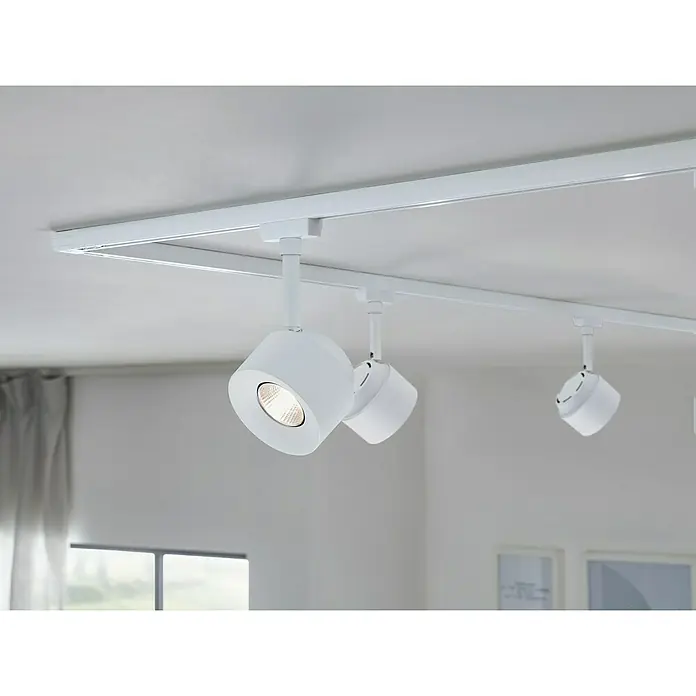 Paulmann URail LED-Spot Pane - Signalweiß, Neutralweiß - Deckenmontierte Schienenleuchte mit drei weißen Strahlern. Ideal für gezielte Beleuchtung und modernes Design im Raum.