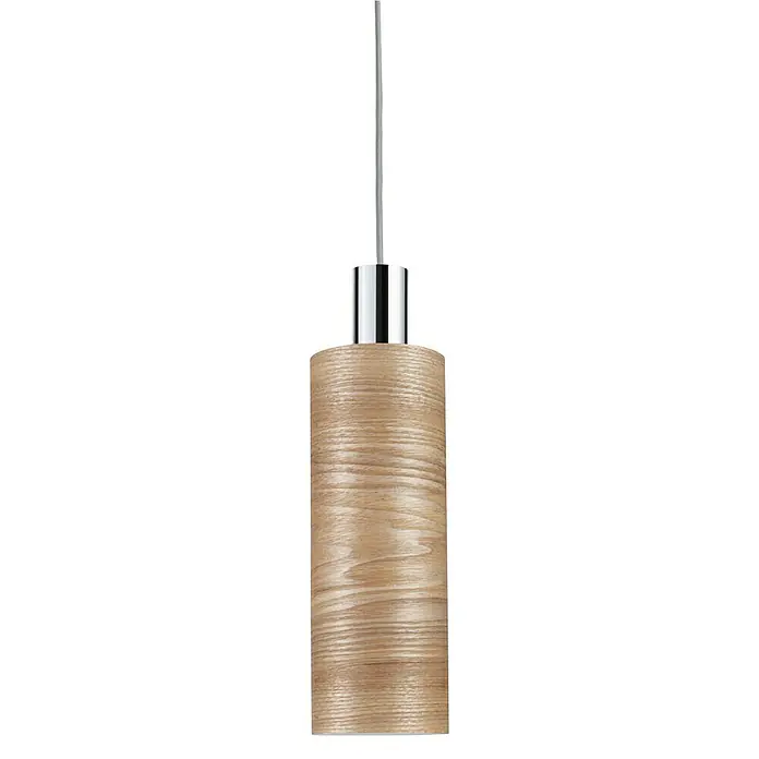 Paulmann URail Lampenschirm Vitus - E27, Light Oak, Ø x H: 11 x 30 cm - Elegante Hängeleuchte mit einem zylindrischen Lampenschirm aus hellem Holz und einer Aufhängung aus glänzendem Chrom.