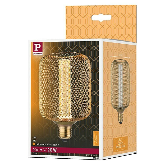 Paulmann Bombilla LED Metallic Glow Espiral (E27, No regulable, Blanco cálido, 200 lm, 4,2 W, 1 ud., Latón) | BAUHAUS