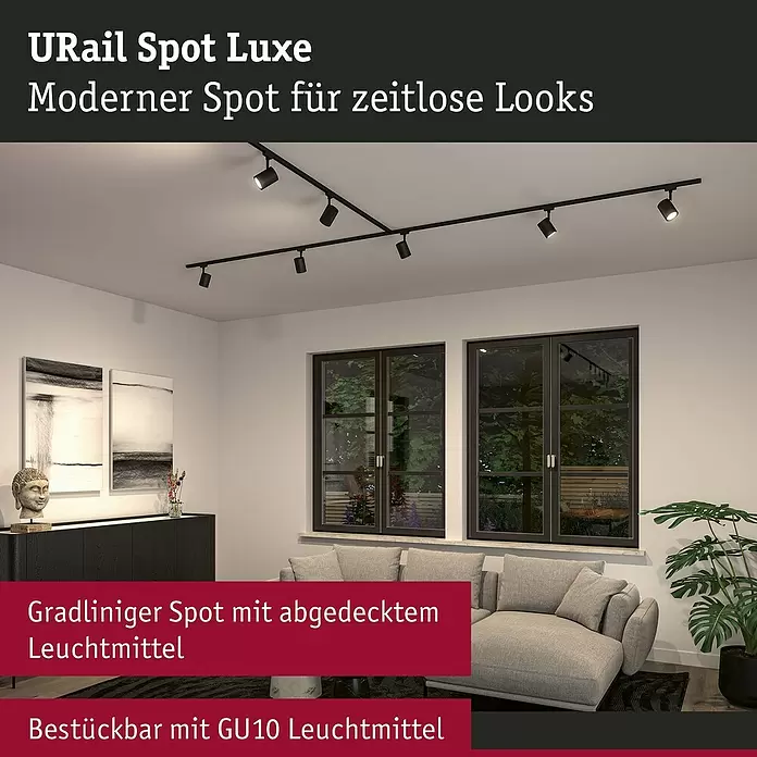 Paulmann URail LED-Spot Luxe10 W, Schwarz matt, 6,5 x 9 x 16,3 cm