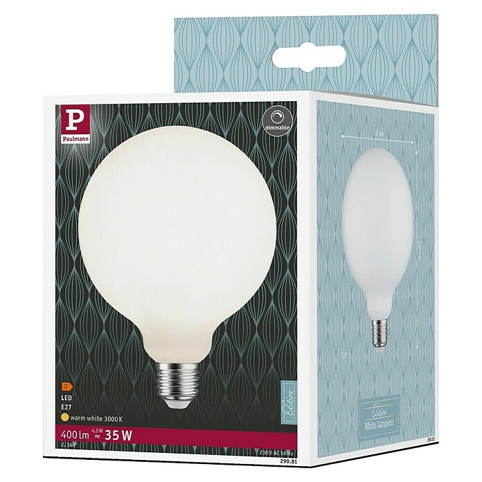 Paulmann LED-Lampe White Lampion Filament glatt (E27, Dimmbar, Warmweiß, 400 lm, 4 W) | BAUHAUS