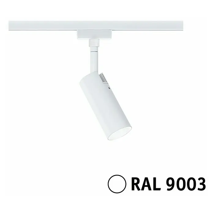 Paulmann URail LED-Spot Tubo - 5 W, Neutralweiß, Signalweiß - Abbildung einer weißen LED-Strahler-Schiene, Farbe RAL 9003, zur flexiblen Beleuchtung und modernen Innenraumgestaltung.