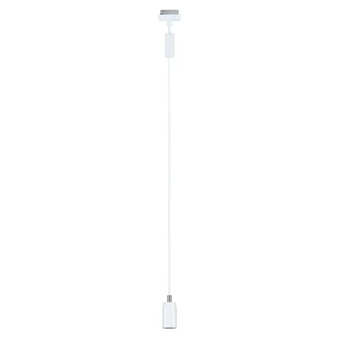 Paulmann URail Pendelleuchte Runa - Ø x H: 3,5 x 118 cm, Signalweiß - Eine stilisierte, weiße Deckenstange mit einem rechteckigen Element an der Spitze und einer quadratischen Basis. Minimalistisch.