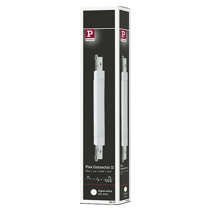 Paulmann URail Flex-Verbinder Flex II - Signalweiß, Länge: 227 mm - Abbildung eines Paulmann Flex Connector II in Signalweiß, geeignet für URail-Systeme bis 1.000W bei 230V.