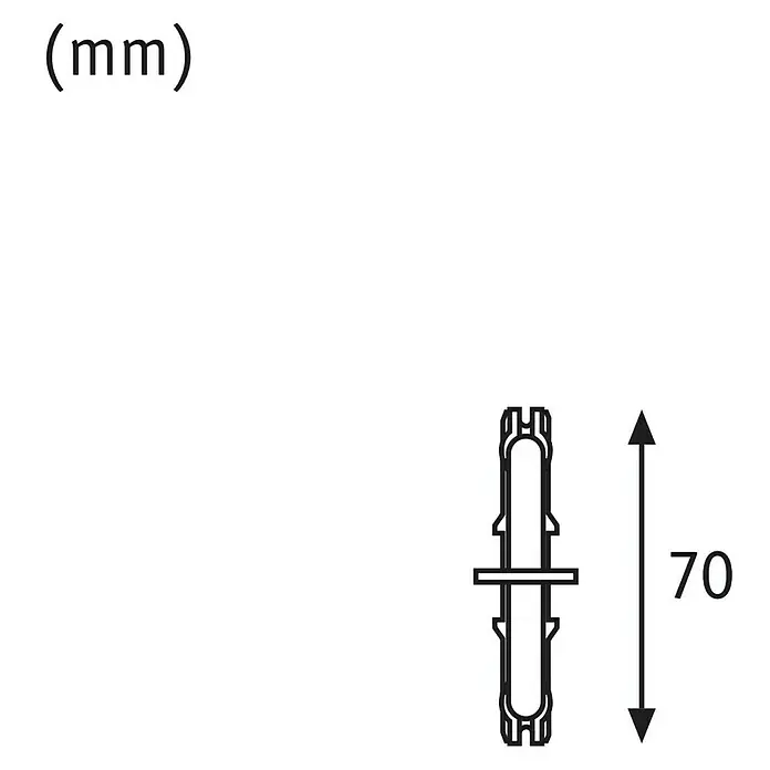 Paulmann URail Stromtrenner - 7 cm, 1.000 W, Signalweiß, 230 V, Kunststoff - Abbildung eines 70 mm langen Verbindungsstücks, das für verschiedene Anwendungen verwendet werden kann.