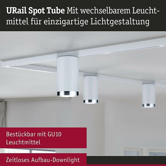 Paulmann URail LED-Spot Tube (10 W, Signalweiß, Ø x H: 6,5 x 12,8 cm) | BAUHAUS