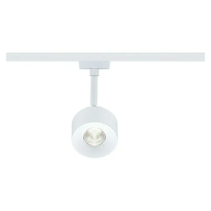 Paulmann URail LED-Spot Pane - Signalweiß, Warmweiß - Nahaufnahme einer weißen LED-Schiene Leuchte, die ein warmes Licht ausstrahlt. Ideal für moderne Innenräume mit minimalistischem Design.