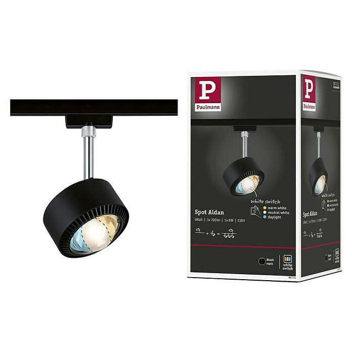 Paulmann URail LED-Spot Aldan (Schwarz matt, Warmweiß, Ø x H: 9,9 x 17,9 cm) | BAUHAUS