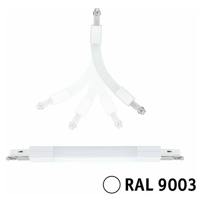 Paulmann URail Flex-Verbinder Flex II - Signalweiß, Länge: 227 mm - Flexibler LED-Lichtleistenverbinder in Weiß (RAL 9003), ideal für anpassbare Beleuchtungslösungen. Verbindet Lichtleisten sicher und stilvoll.