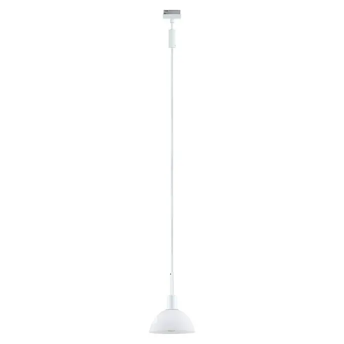 Paulmann URail Pendelleuchte Sarrasani - E14, Signalweiß - Elegante weiße Pendelleuchte mit schlanker Stange und abgerundetem Schirm, die jedem Raum eine moderne Note verleiht.