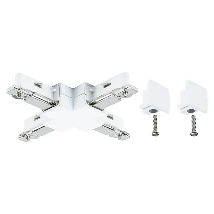 Paulmann URail X-Verbinder - 104 x 104 mm, Kunststoff, Signalweiß - Ein weißes, vierseitiges Verbindungselement für Stromschienen mit Schrauben und Befestigungen für eine sichere Installation.