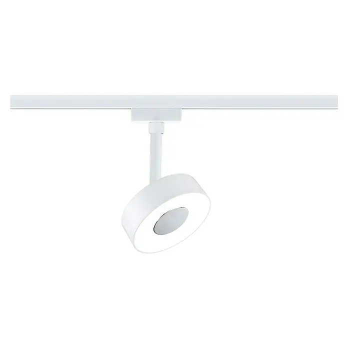 Paulmann URail LED-Spot Circle - Signalweiß, 5 x 9,8 x 15,4 cm, Neutralweiß - Moderne weiße LED-Trackleuchte mit rundem Design und zentralem Lichtpunkt, ideal für stilvolle Beleuchtung.