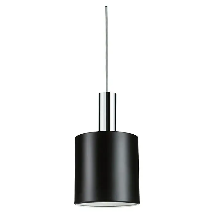 Paulmann URail Lampenschirm Tallis - E27, Ø x H: 16 x 17 cm, Schwarz matt - Elegante Pendelleuchte mit einem zylindrischen Lampenschirm in Schwarz und einer glänzenden Chromaufhängung für stilvolle Beleuchtung.