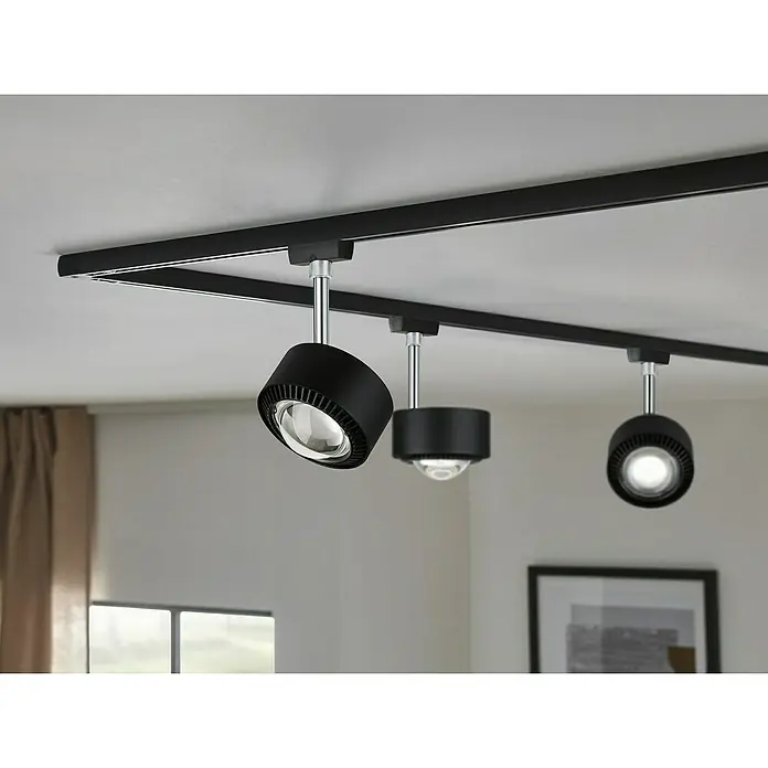 Paulmann URail LED-Spot Aldan - Schwarz matt, Kaltweiß, Ø x H: 9,9 x 17,9 cm - Eine moderne schwarze Schienenleuchte mit drei Strahlern, die ein stilvolles Licht in den Raum wirft.