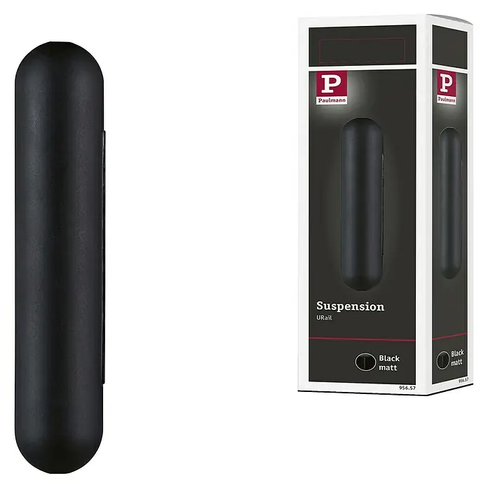 Paulmann URail Kabelführung - Länge: 13,5 cm, Passend für: Kabel Pendelleuchten, Schwarz matt - Produktbild des Paulmann Urail Suspension in Mattschwarz, das eine elegante und unaufdringliche Beleuchtungslösung bietet.