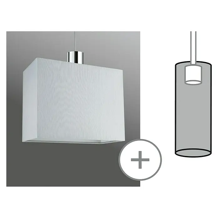 Paulmann URail Lampenschirm Verona - L x B x H: 13 x 25 x 20 cm, E27, Grau - Elegante Pendelleuchte mit weißem Stoffschirm in quadratischer Form. Das schlichte Design macht sie zu einem Blickfang in jedem Raum.