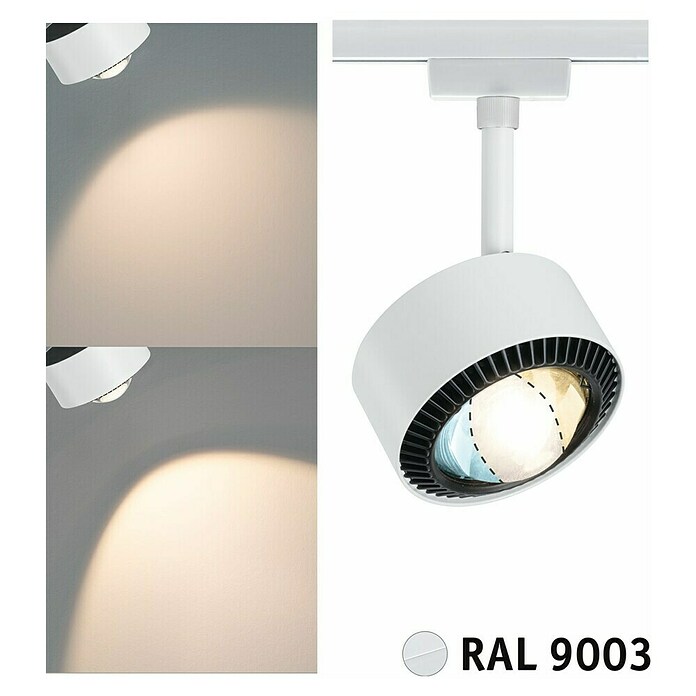 Paulmann URail LED-Spot Aldan (Signalweiß, Warmweiß, Ø x H: 9,9 x 17,9 cm) | BAUHAUS