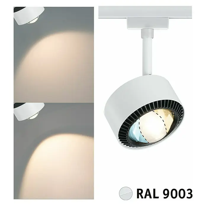 Paulmann URail LED-Spot Aldan - Signalweiß, Kaltweiß, Ø x H: 9,9 x 17,9 cm - Weißer LED-Strahler mit Schienenmontage für den Innenbereich. Perfekt für Akzentbeleuchtung in Wohn- und Geschäftsräumen.