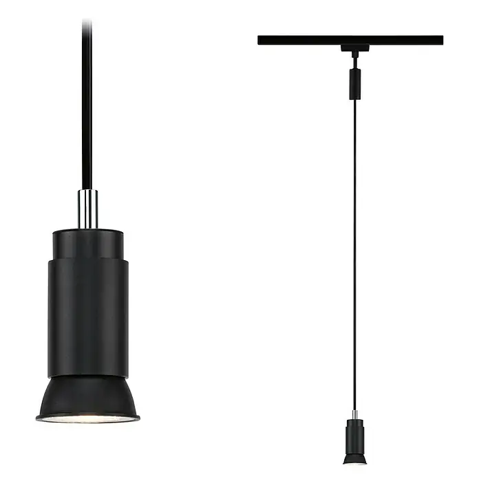 Paulmann URail Pendelleuchte Runa - Ø x H: 3,5 x 118 cm, Schwarz matt - Zwei elegante, schwarze Pendelleuchten, die modernes Design und funktionale Beleuchtung in einem Produkt vereinen.