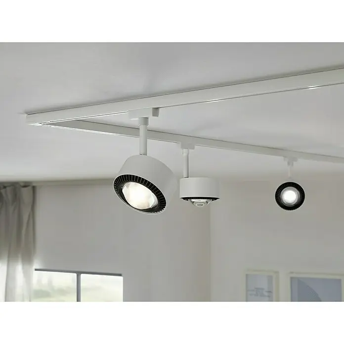 Paulmann URail LED-Spot Aldan - Signalweiß, Kaltweiß, Ø x H: 9,9 x 17,9 cm - Moderne LED-Schienenstrahler in Weiß an einer Decke montiert. Die Lampen bieten flexible Beleuchtungslösungen für Innenräume und setzen Akzente.