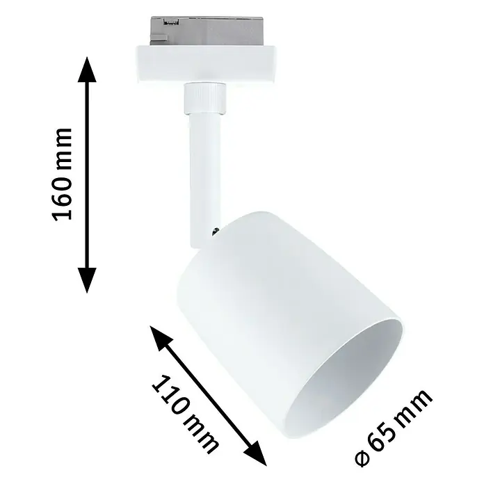 Paulmann URail LED-Spot Cover - 10 W, Signalweiß, GU10 - Weiße Deckenleuchte mit den Maßen 160 mm hoch, 110 mm lang und einem Durchmesser von 65 mm.
