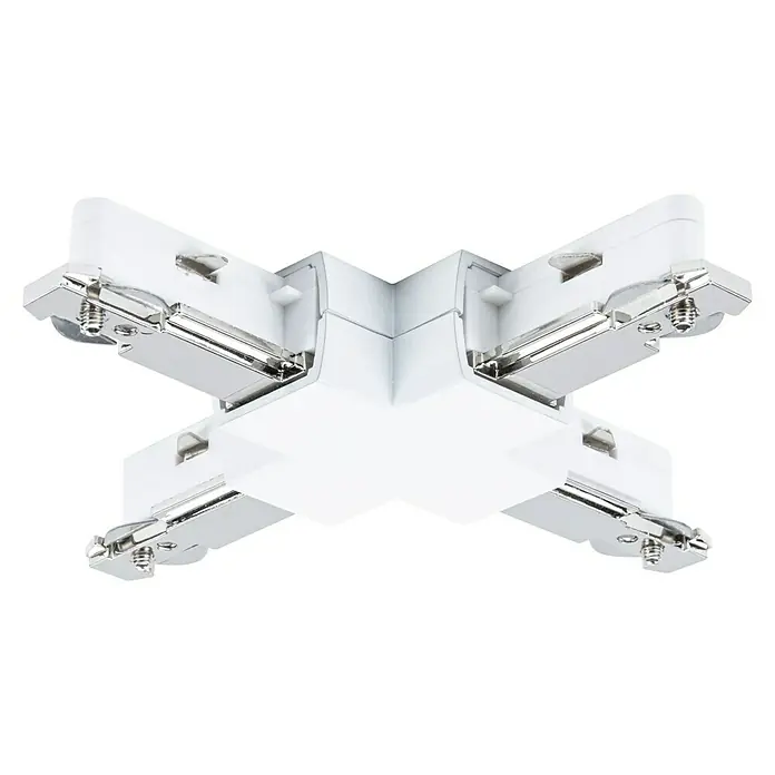 Paulmann URail X-Verbinder - 104 x 104 mm, Kunststoff, Signalweiß - Weiße X-förmige Schienenverbinder für eine flexible Lichtgestaltung. Die Chromdetails heben das Design hervor.