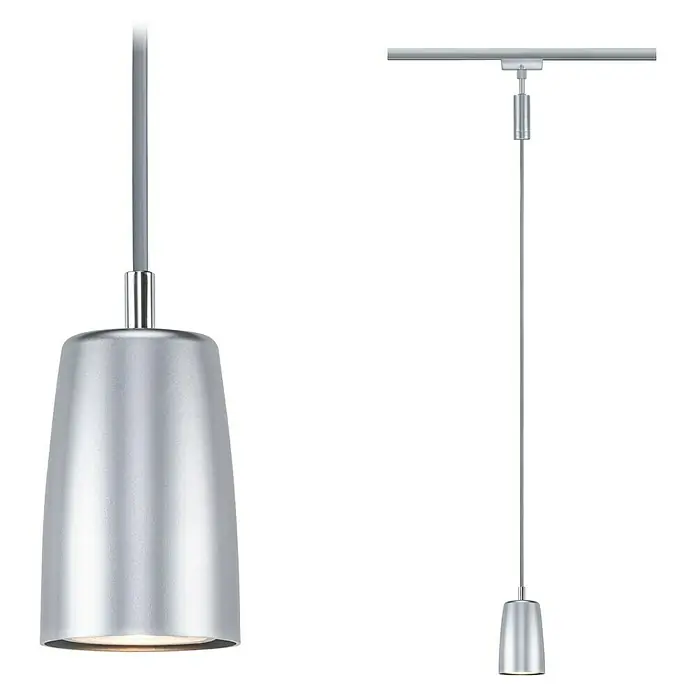 Paulmann URail Pendelleuchte Cover - Ø x H: 6,5 x 122 cm, Chrom matt - Zwei stilvolle, silberfarbene Pendelleuchten, die ein modernes Ambiente schaffen. Ideal für Wohn- und Essbereiche, sehr dekorativ.