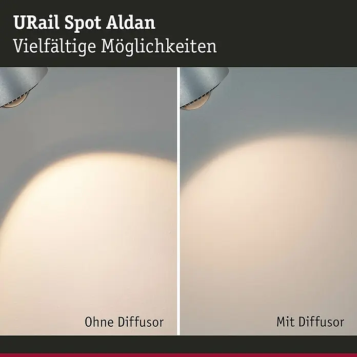 Paulmann URail LED-Spot Aldan - Chrom matt, Tageslichtweiß, Ø x H: 9,9 x 17,9 cm - URail Spot Aldan: Vielfältige Beleuchtungsmöglichkeiten mit und ohne Diffusor.