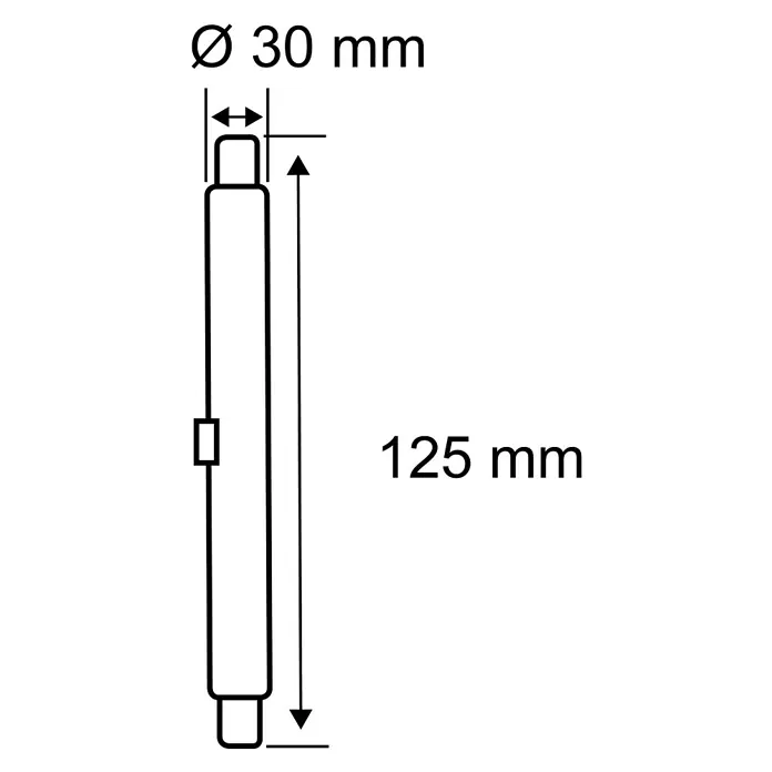 Paulmann LED-Lampe Reflektor Deco Pipe - Nicht Dimmbar, Warmweiß, 4,9 W - Technische Zeichnung einer zylindrischen Stiftleuchte mit den Maßen Ø 30 mm und einer Länge von 125 mm.