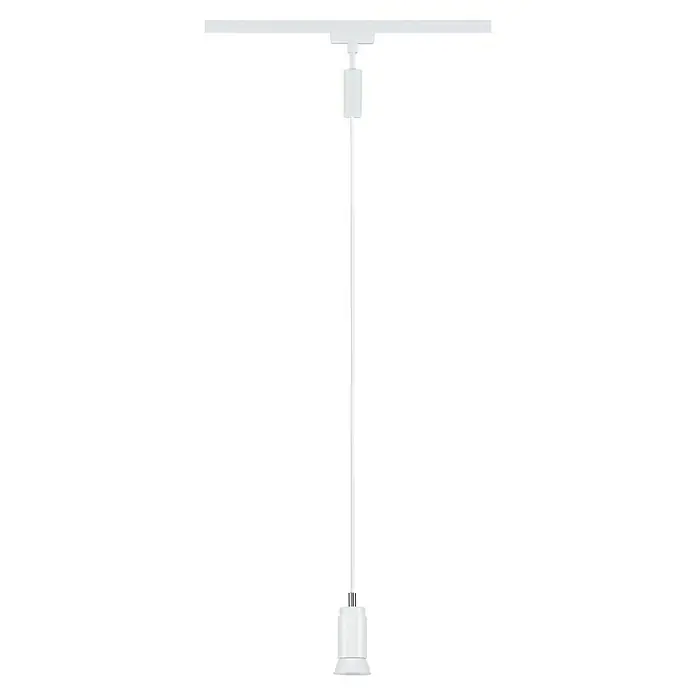 Paulmann URail Pendelleuchte Runa - Ø x H: 3,5 x 118 cm, Signalweiß - Eine weiße Hängelampe mit einem schlanken Design, ideal für moderne Innenräume, die eine elegante Beleuchtungslösung suchen.