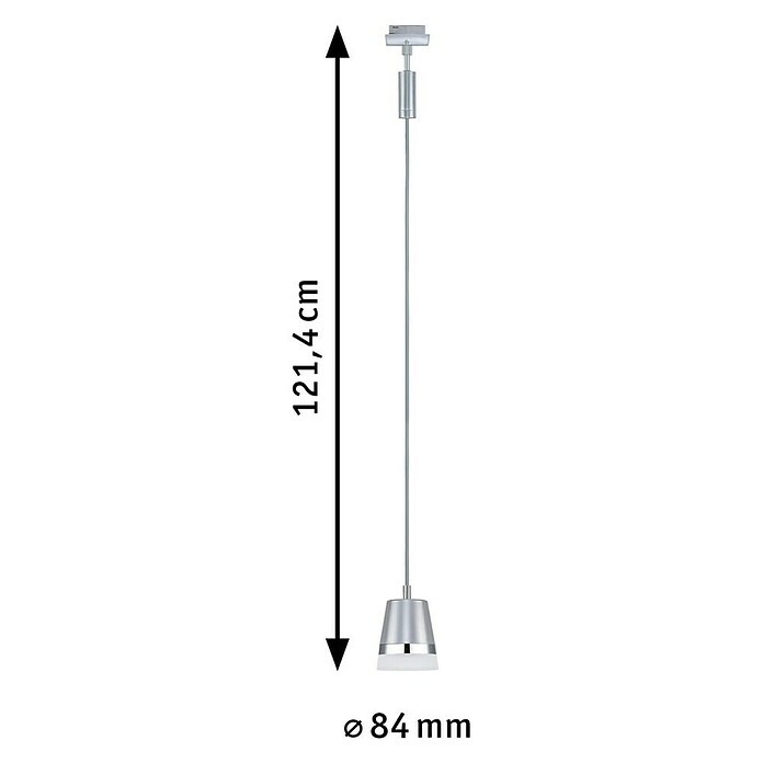 Paulmann URail Pendelleuchte Cone (Ø x H: 8,4 x 121,4 cm, Chrom matt) | BAUHAUS