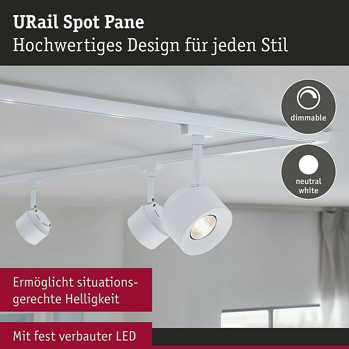 Paulmann URail LED-Spot Pane (Signalweiß, Neutralweiß) | BAUHAUS