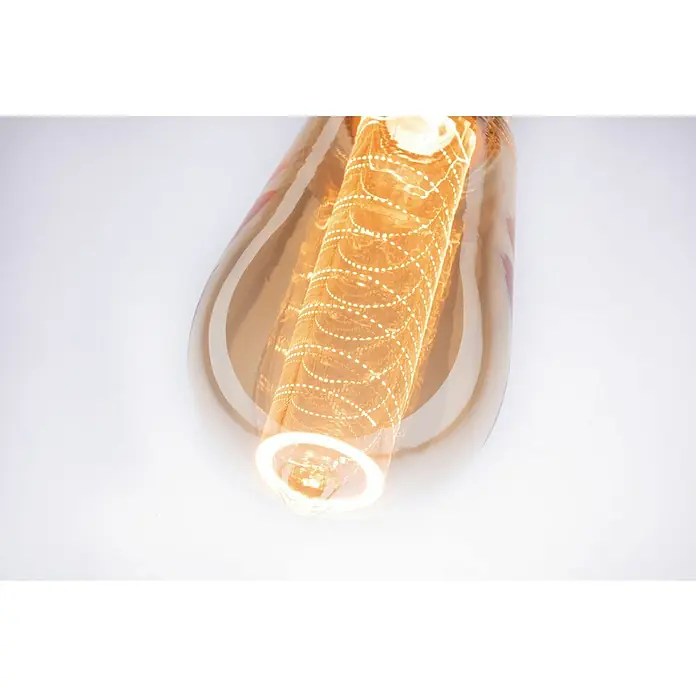 Paulmann LED-Lampe Inner Glow Edition Spiral - Dimmbar, Warmweiß, 120 lm, 6,4 cm - Nahaufnahme einer dekorativen Edison Glühbirne mit warmem Licht und filigranem Glühfaden Design vor hellem Hintergrund.